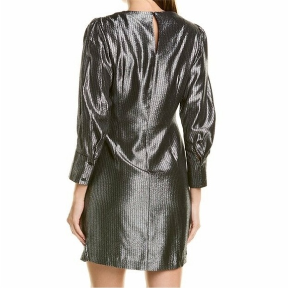 Maje- Black Metallic Ralery Longsleeve Mini Dress - Picture 3 of 6